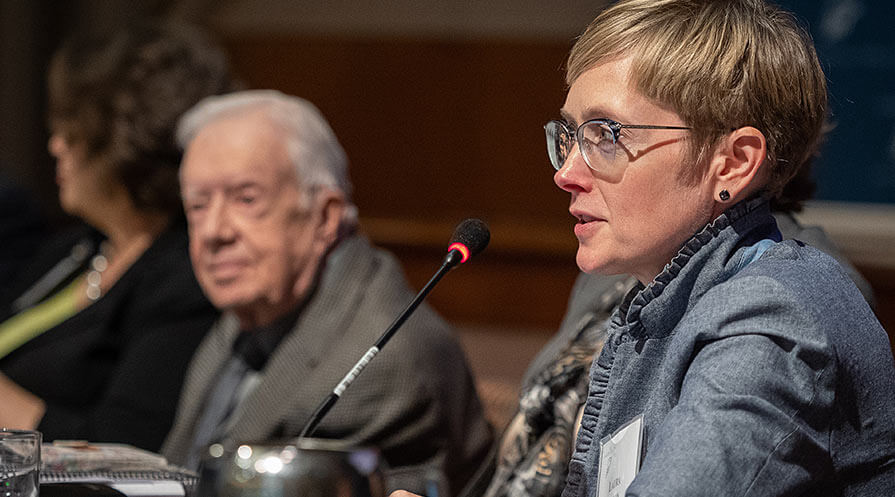 Director Laura Olson leads a discussion during last year’s Human Rights Defenders Conference, which brings together activists from around the world to learn and gain strength from each other.