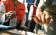 After casting their ballots, voters are required to have one finger inked to prevent anyone from voting twice.